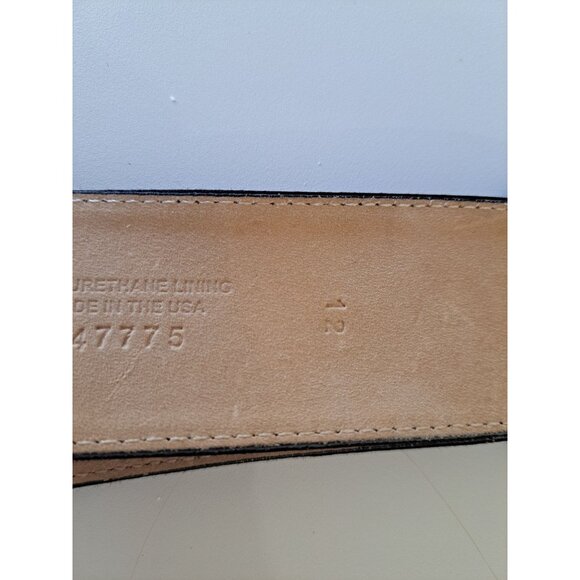 St. John Black Wide Belt With Gold Buckle Leather & Polyurethane Size 12 USA - Picture 5 of 9